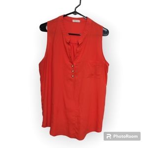 Everly Chiffon Sleeveless Top with Vintage Vibes size Large